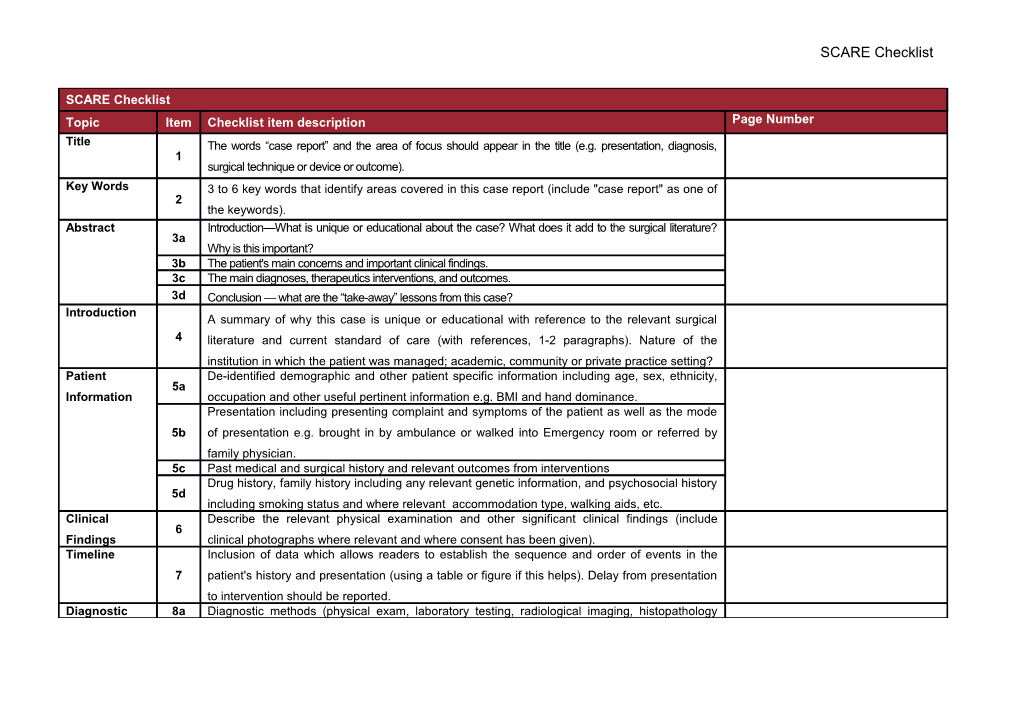 SCARE Checklist