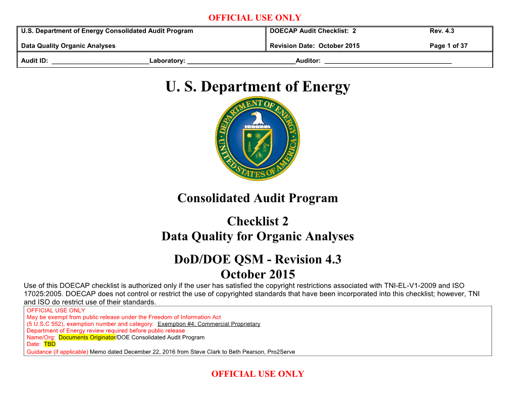 Data Quality Organic Analyses