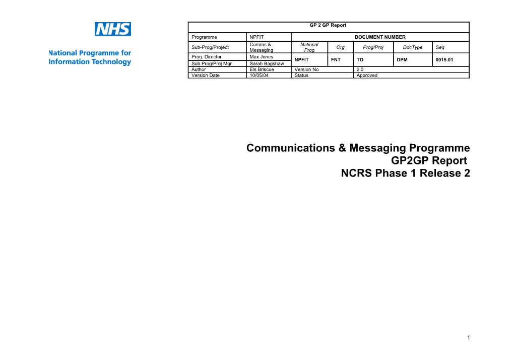 Communications & Messaging Programme
