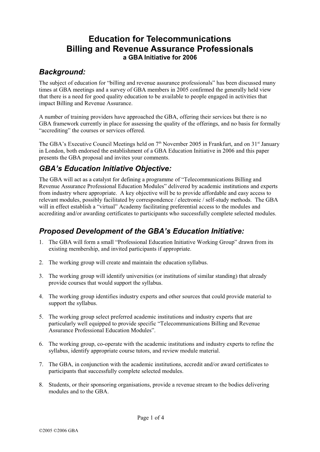 Professional Education Proposal