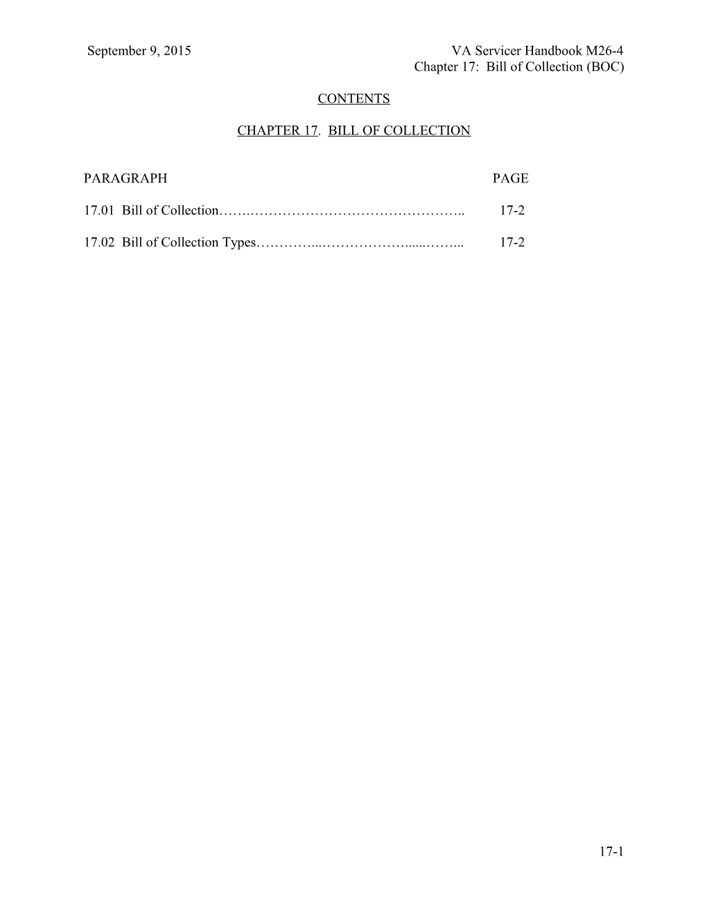 Chapter 17: Bill of Collection (BOC)