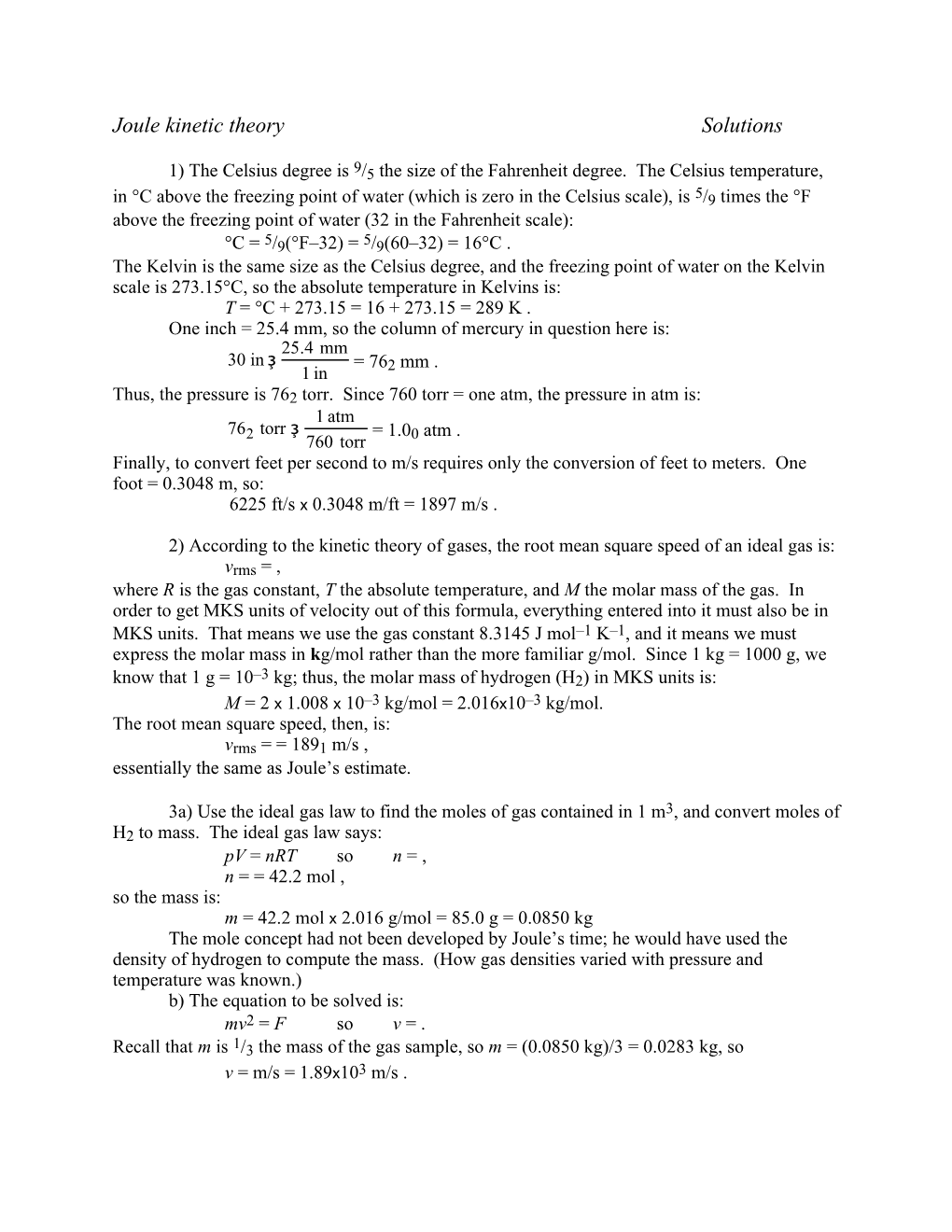 Joule Kinetic Theorysolutions