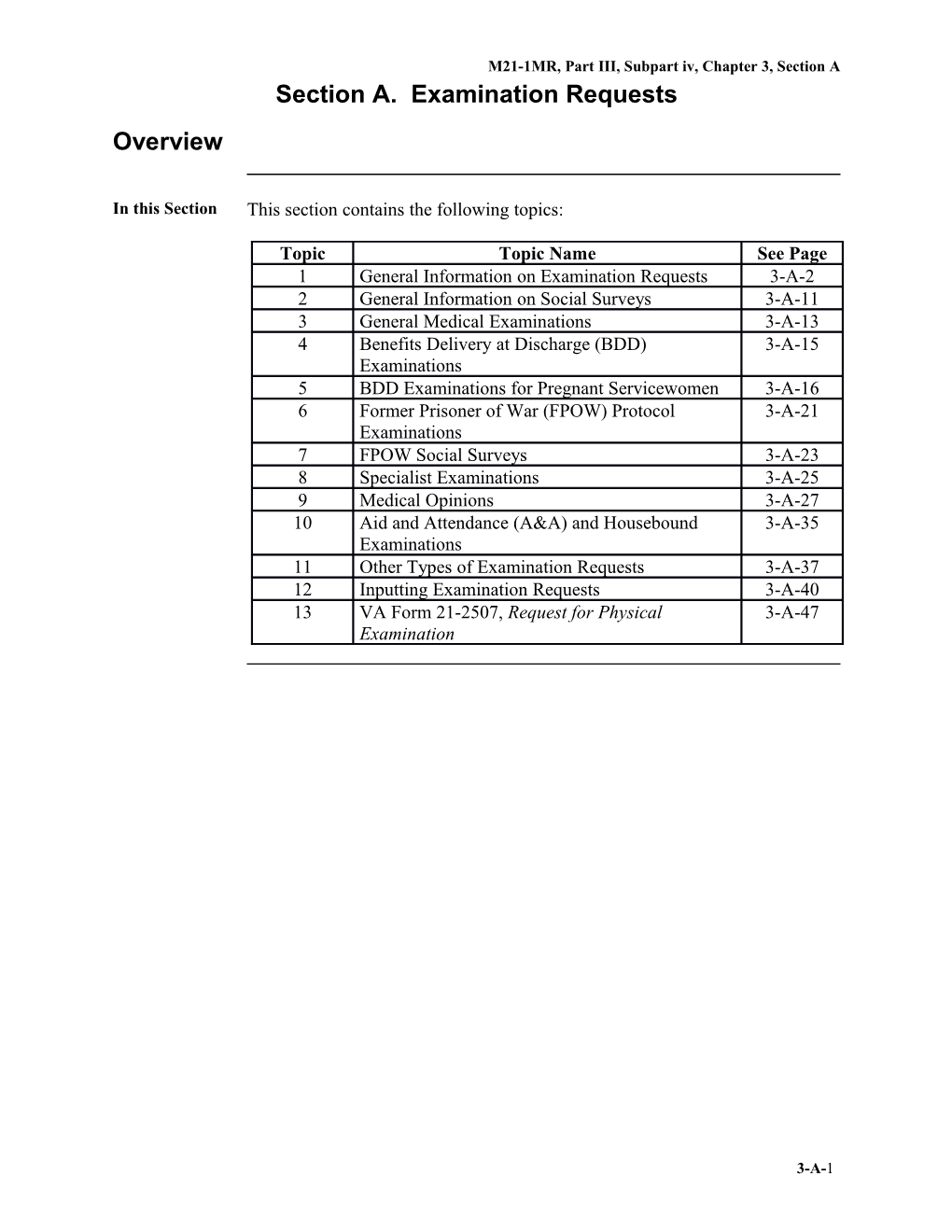 M21-1MR, Part III, Subpart Iv, Chapter 3, Section A