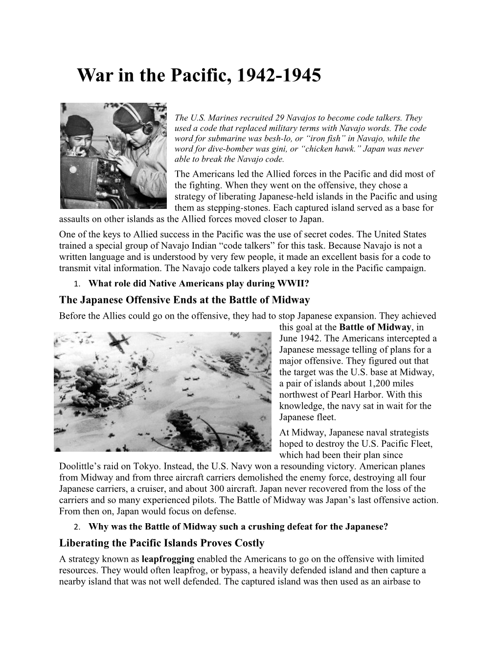 War in the Pacific, 1942-1945