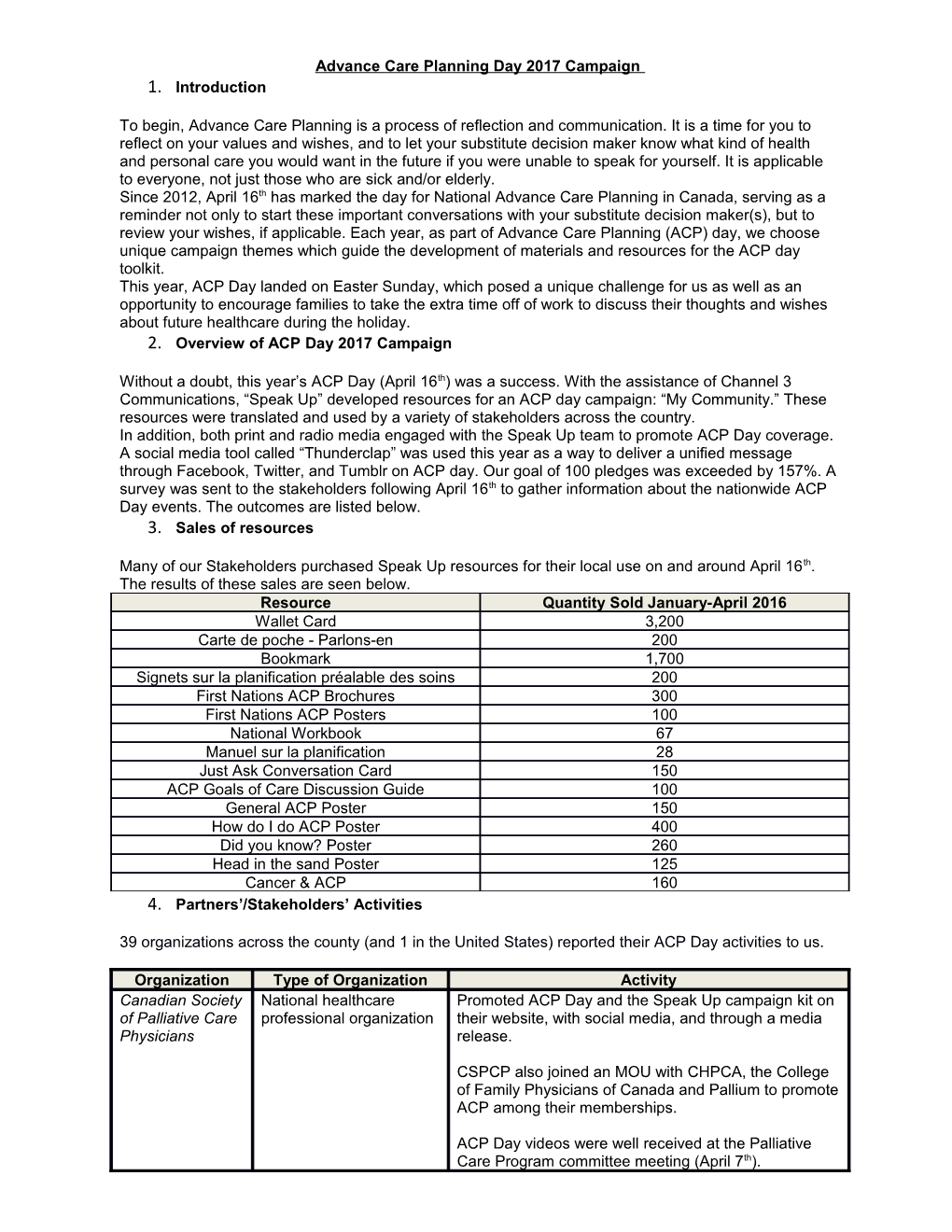 Advance Care Planning Day Report 2016