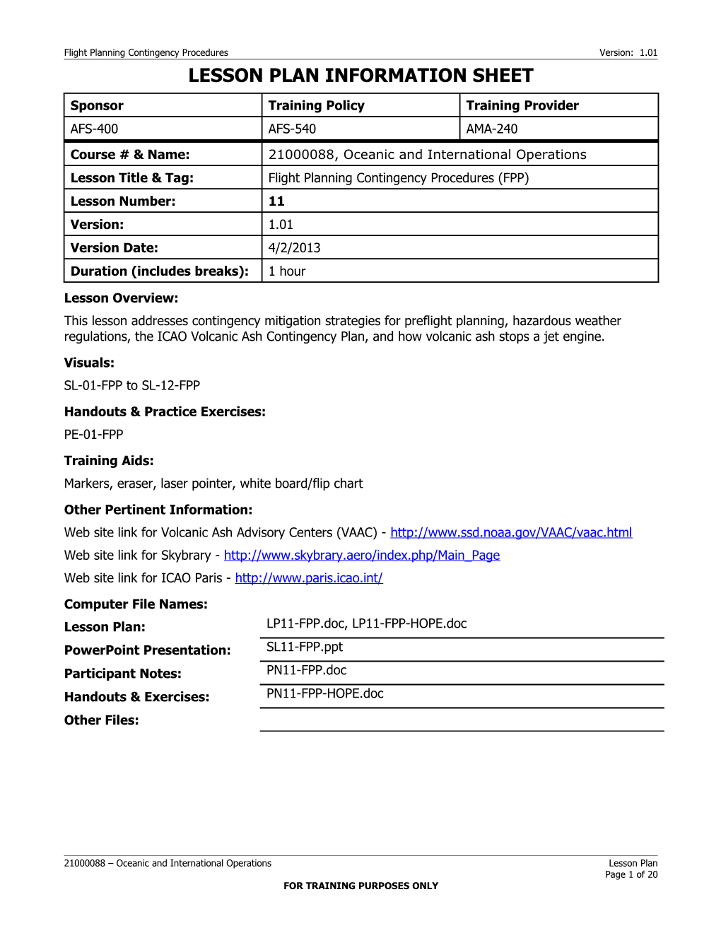 Flight Planning Contingency Proceduresversion: 1.01