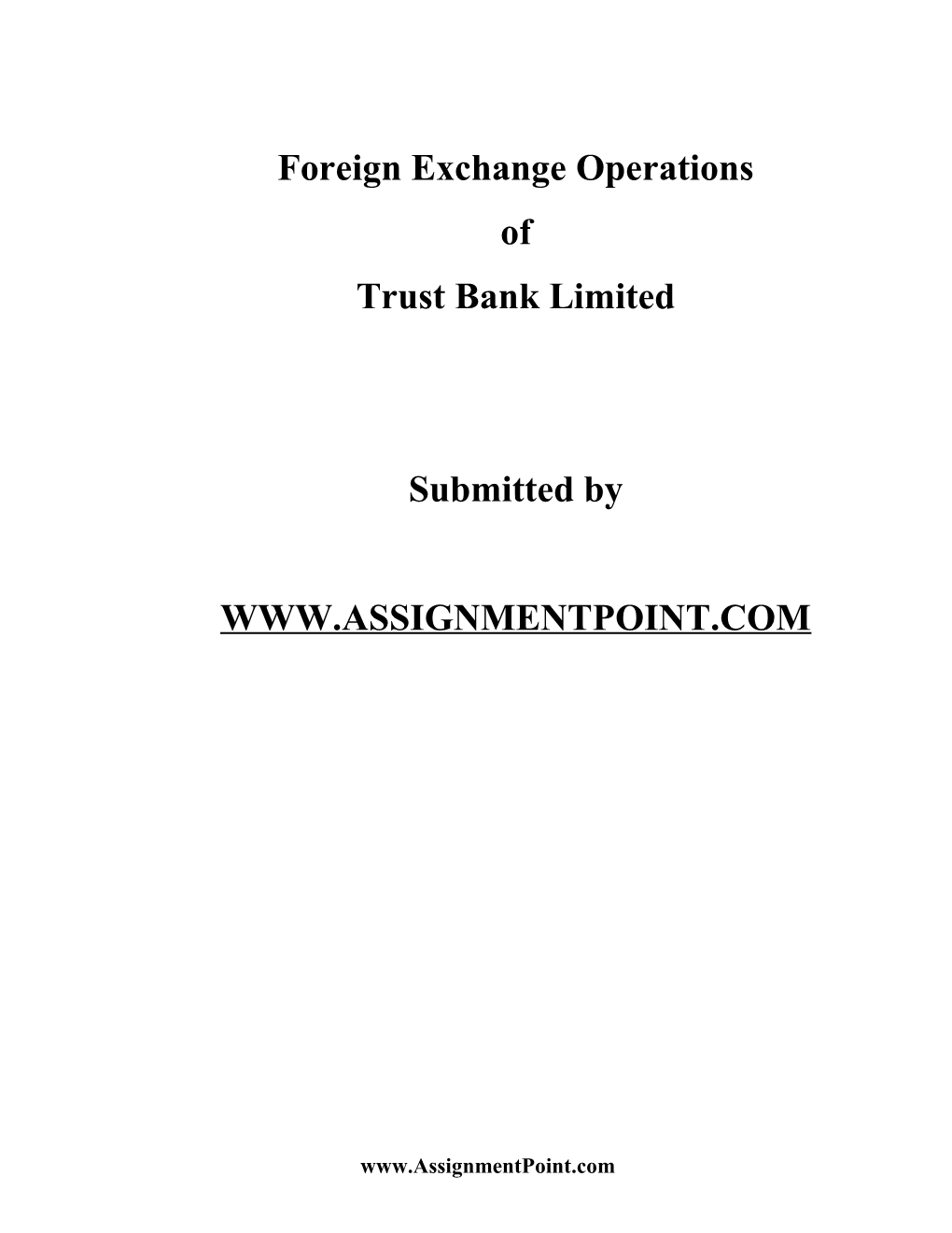 Foreign Exchange Operations