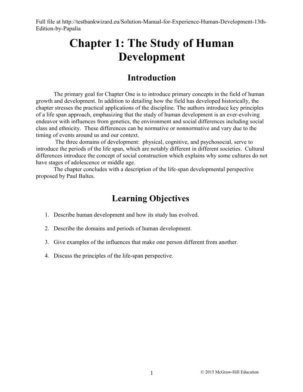 Chapter 1: the Study of Human Development