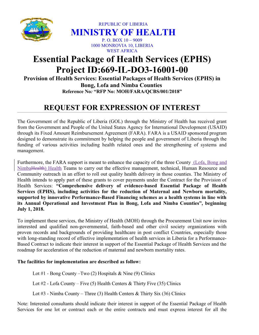 Essential Package of Health Services (EPHS)