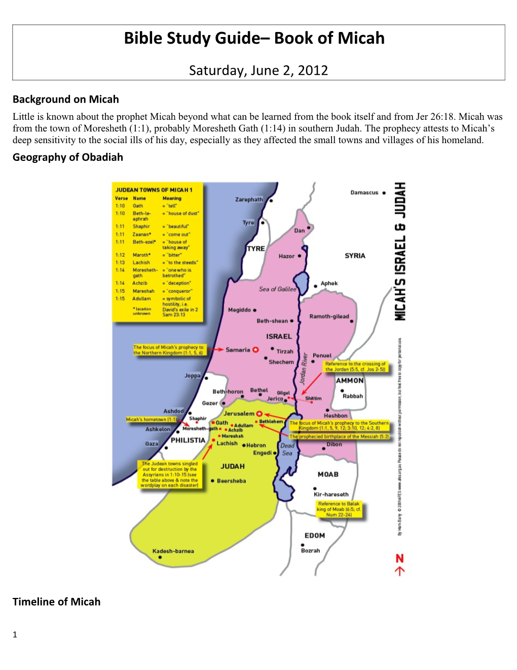 Bible Study Guide Book of Micah