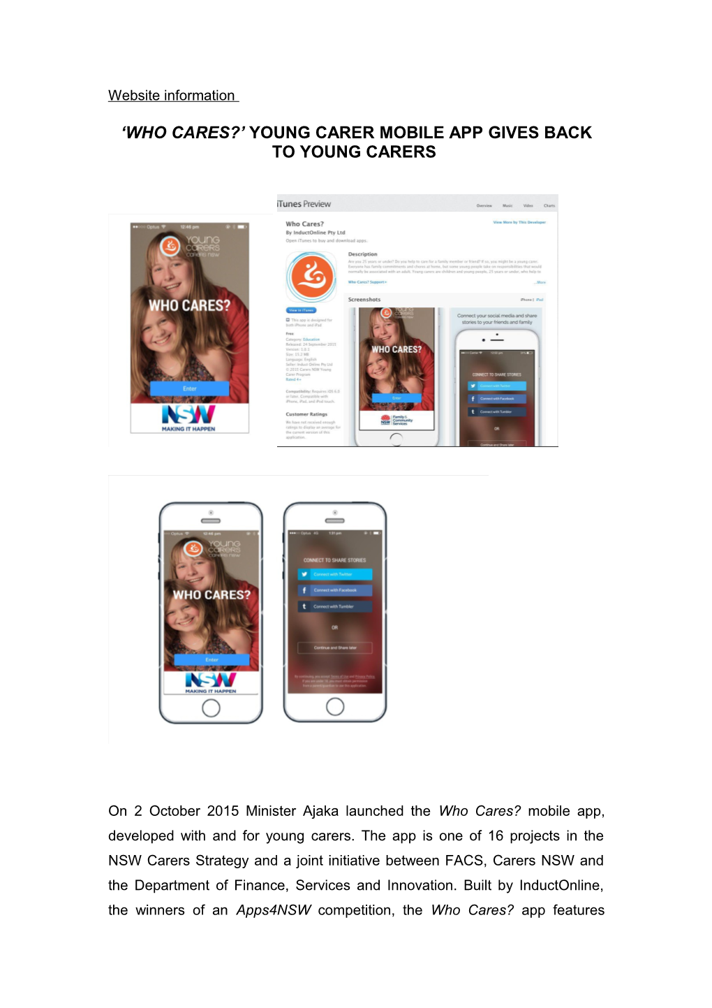 Who Cares? Young Carer Mobile App Gives Back to Young Carers