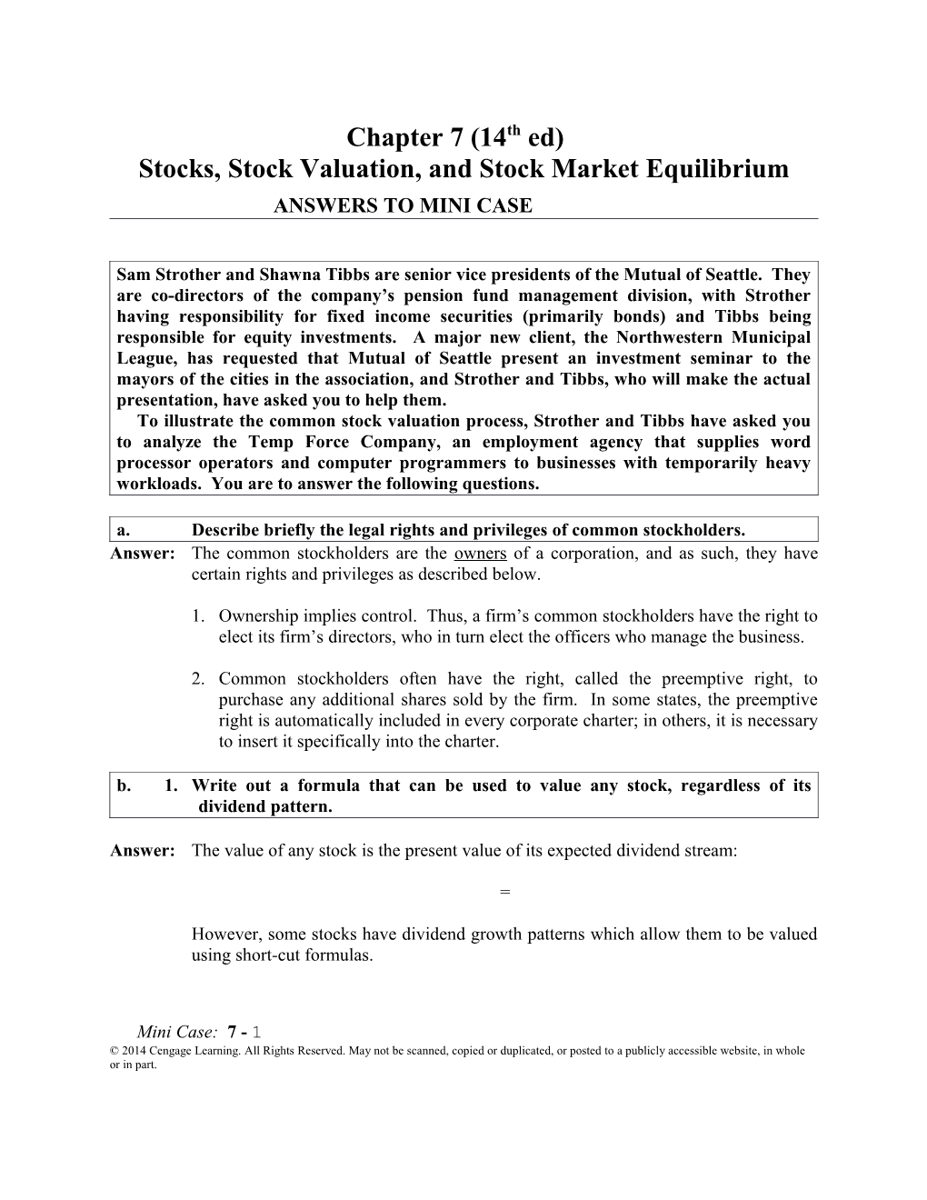 Stocks, Stock Valuation, and Stock Market Equilibrium