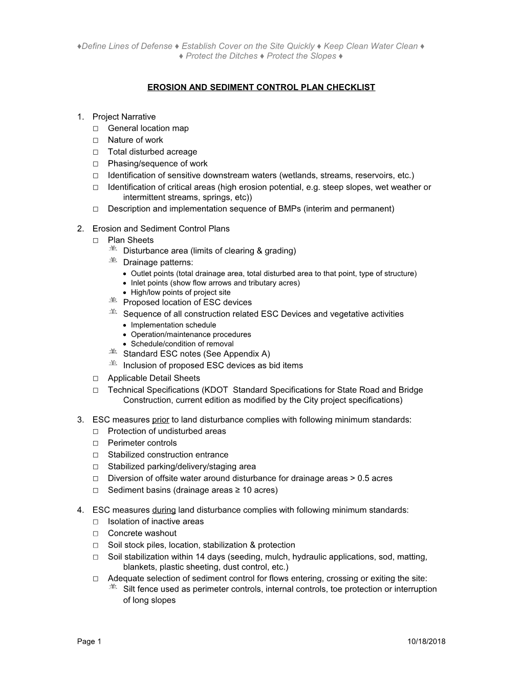 Erosion and Sediment Control Plan