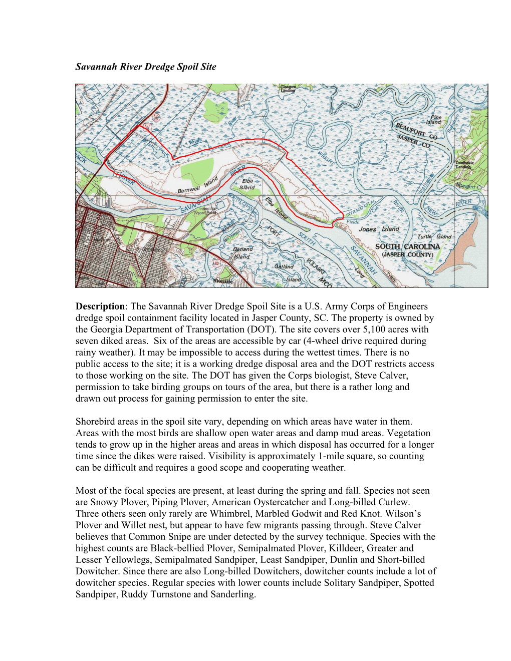 Savannah River Dredge Spoil Site