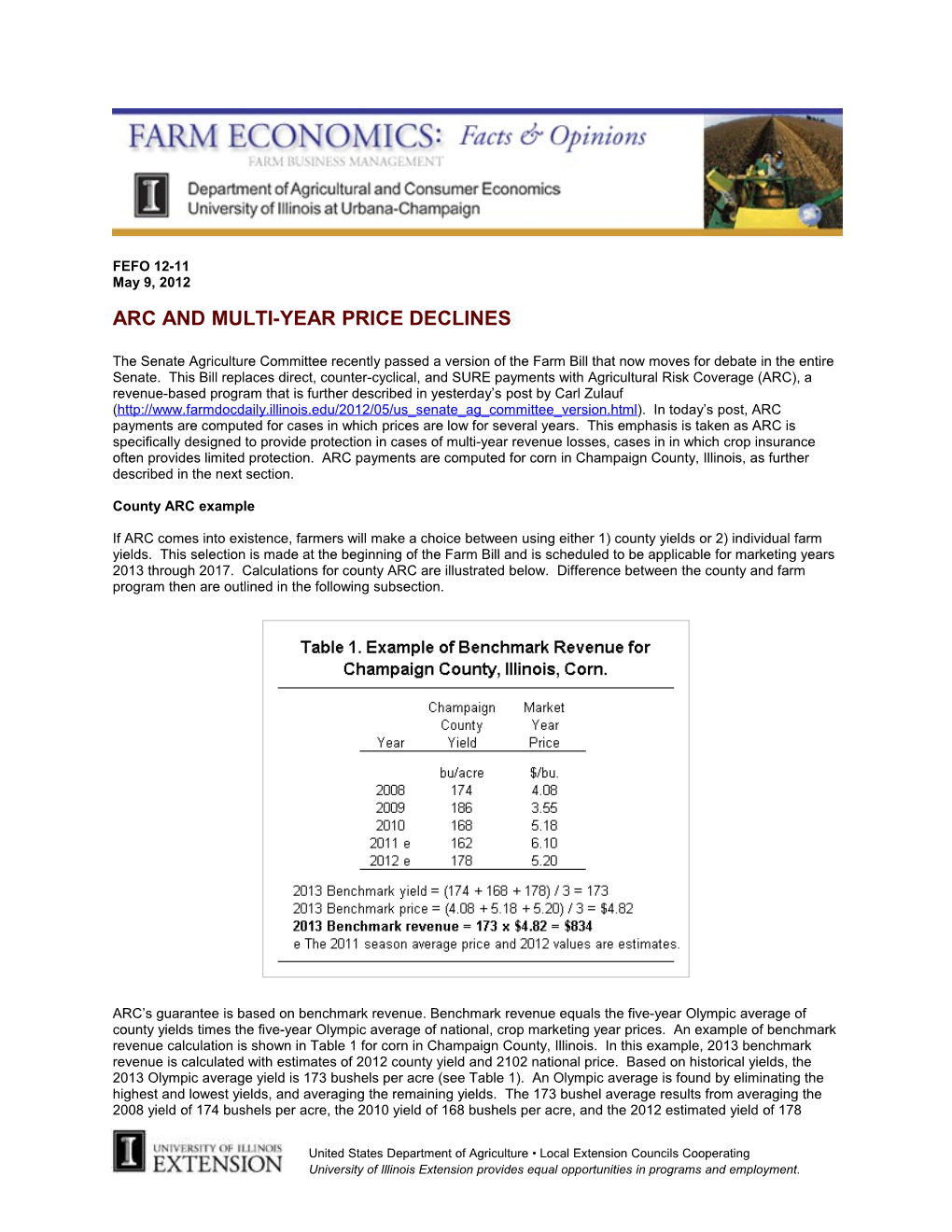 ARC and Multi-Year Price Declines