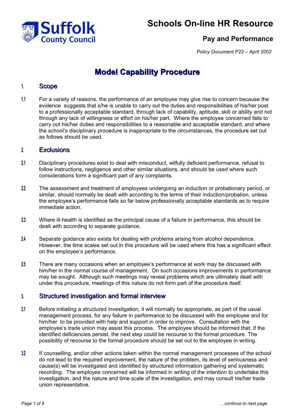 Model Capability Procedure