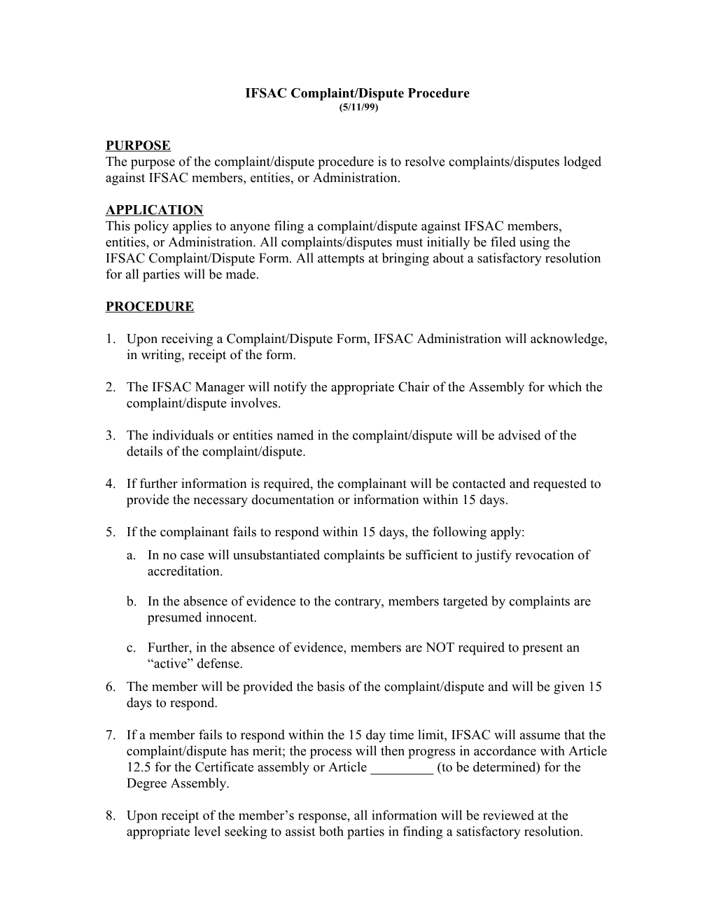 IFSAC Seal Ordering Policy