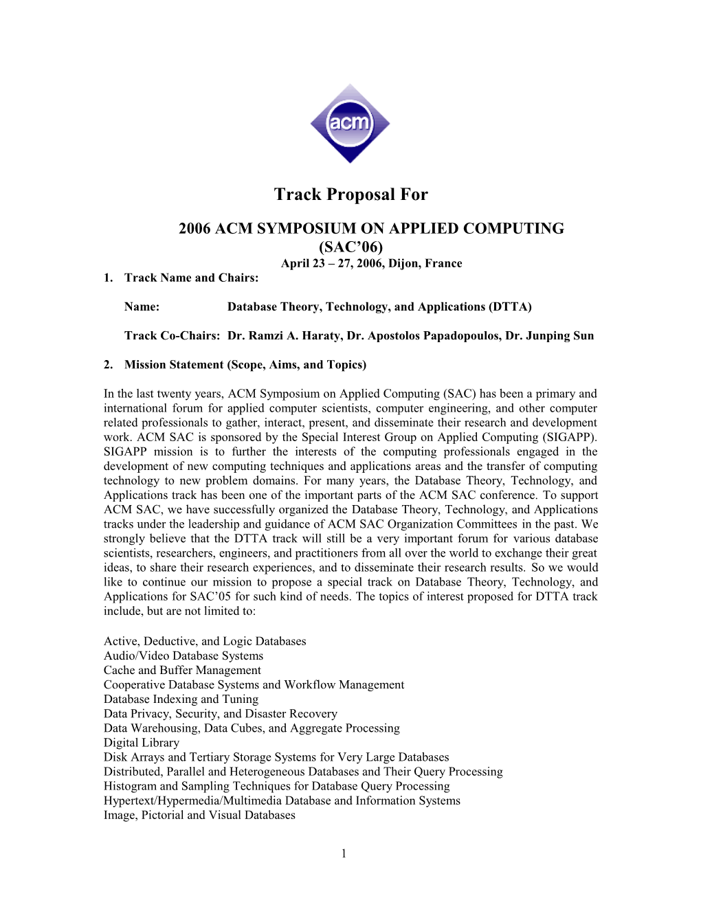2006 Acm Symposium on Applied Computing (Sac 06)