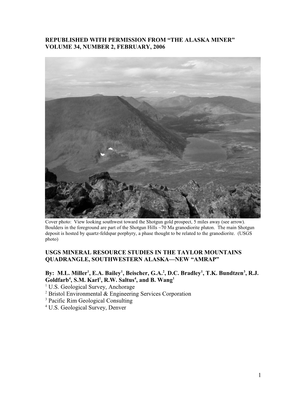 Mineral Resource Studies in the Taylor Mountains Quadrangle, Southwest Alaska AMRAP II