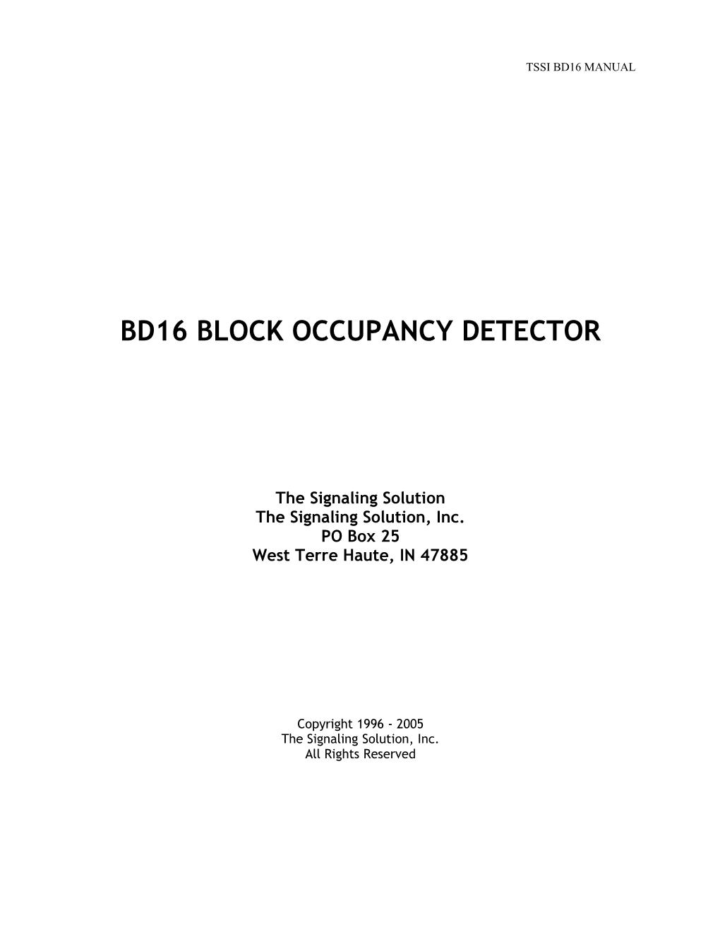 Bd16 Block Occupancy Detector