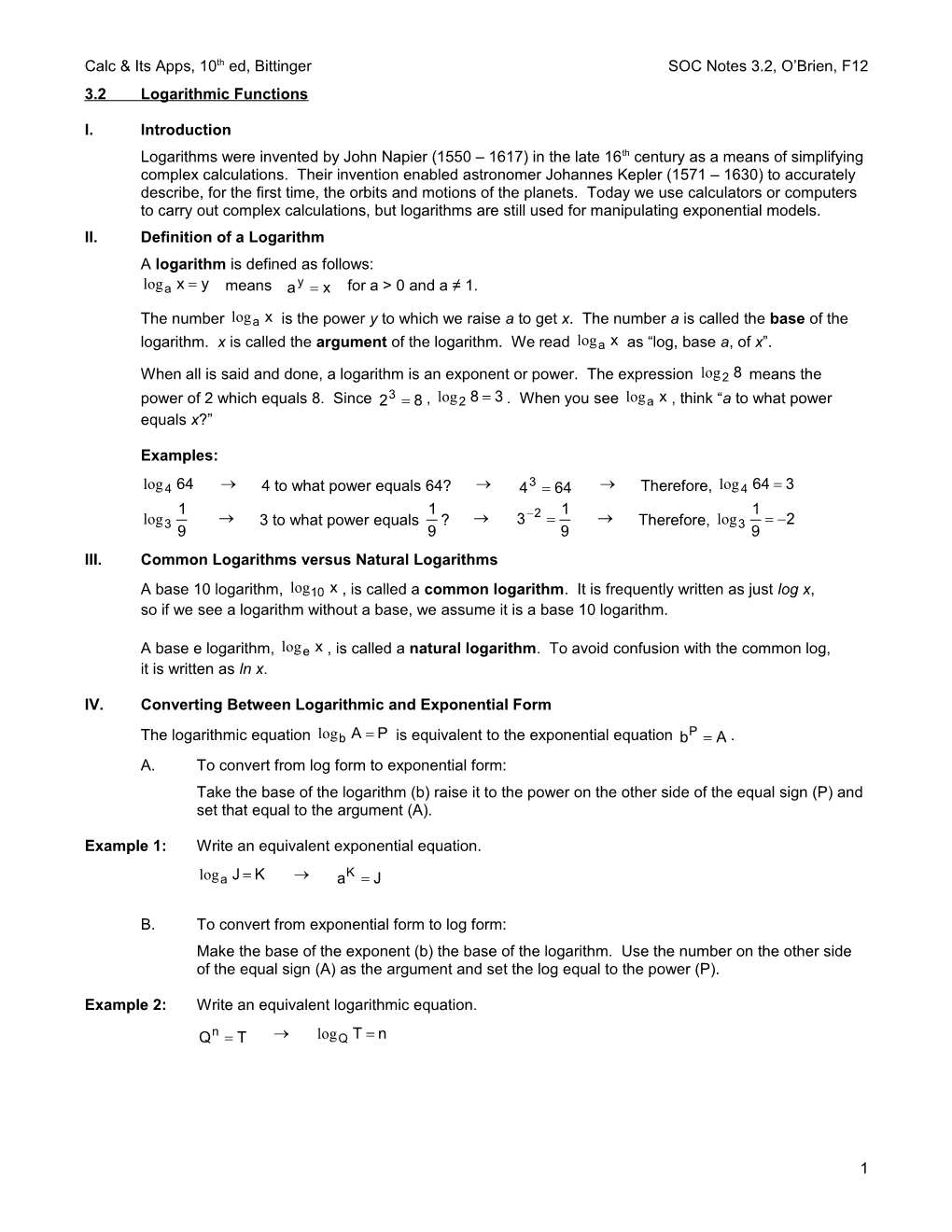 SOC 3.2 Notes Bittinger 10Th F12