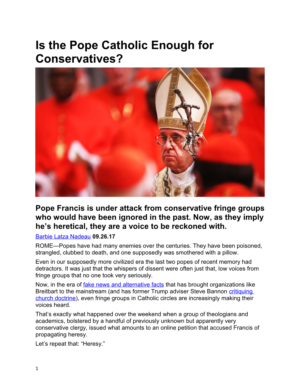 Is the Pope Catholic Enough for Conservatives?