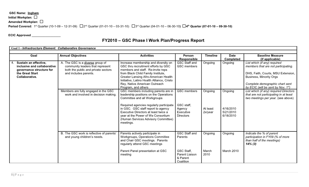 Initial Workplan