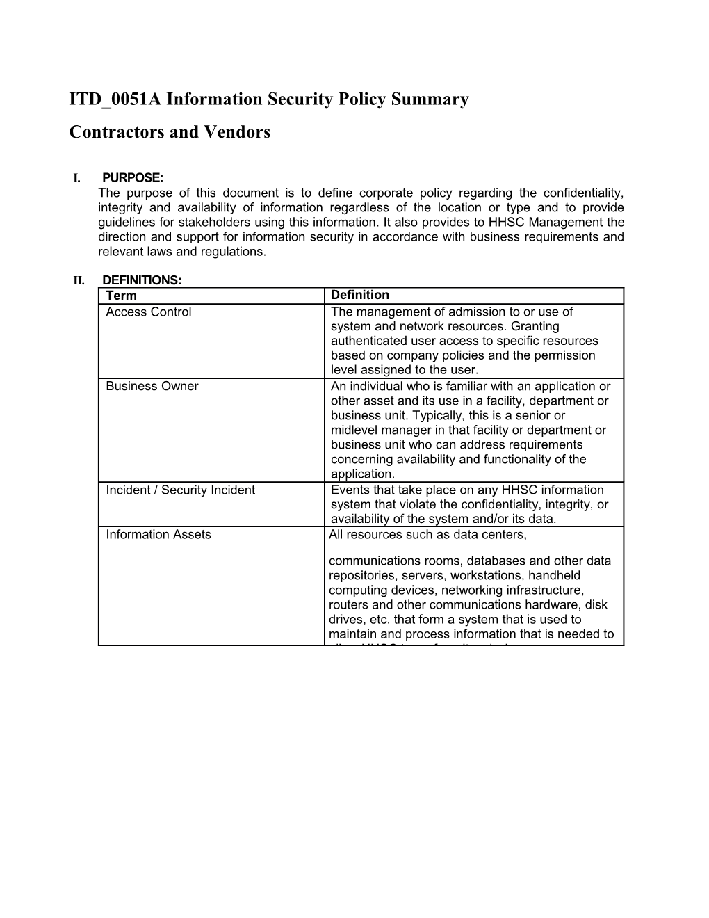 ITD 0051A Information Security Policy Summary