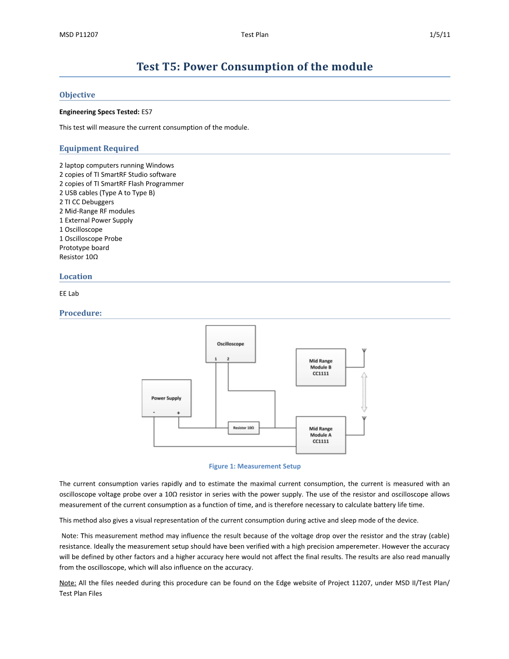 Test T5: Power Consumption of the Module