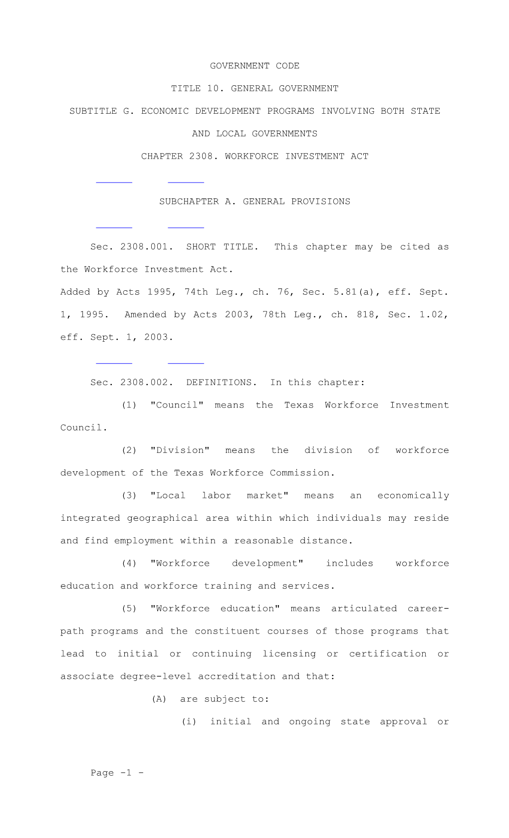 Subtitle G. Economic Development Programs Involving Both State and Local Governments