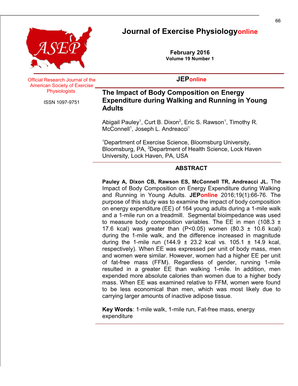 The Impact of Body Composition on Energy Expenditure During Walking Andrunning in Young Adults