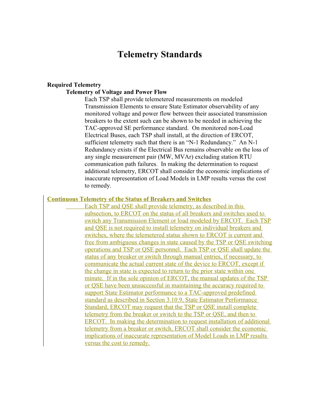 Telemetry Standards