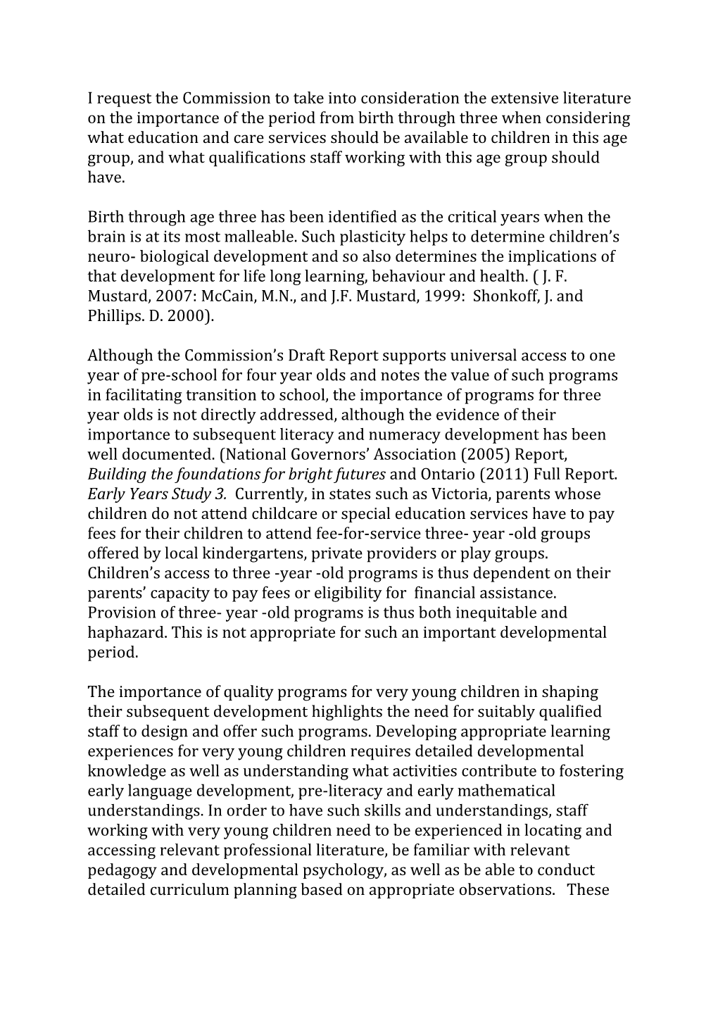 Submission DR566 - Elizabeth Mellor - Childcare and Early Childhood Learning - Public Inquiry