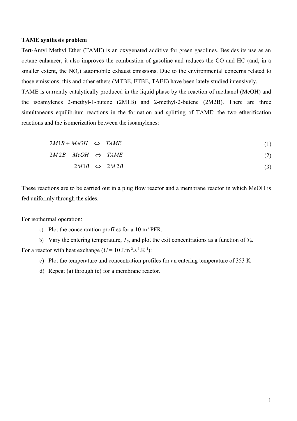 TAME Synthesis Problem