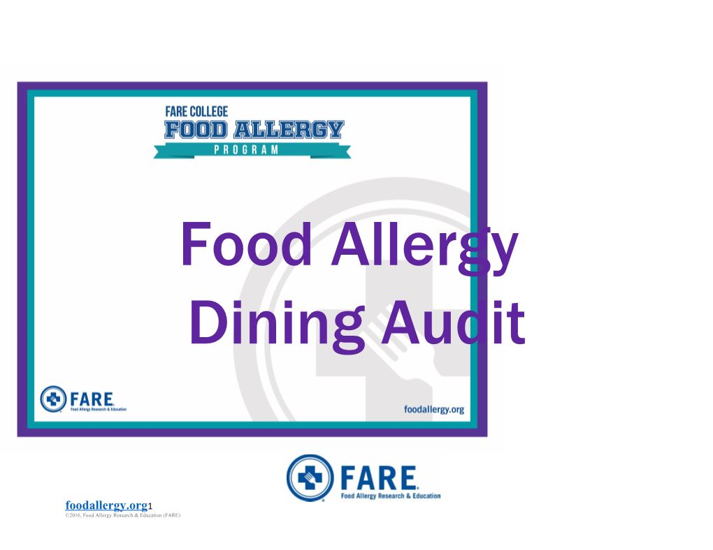 Food Allergy Dining Audit