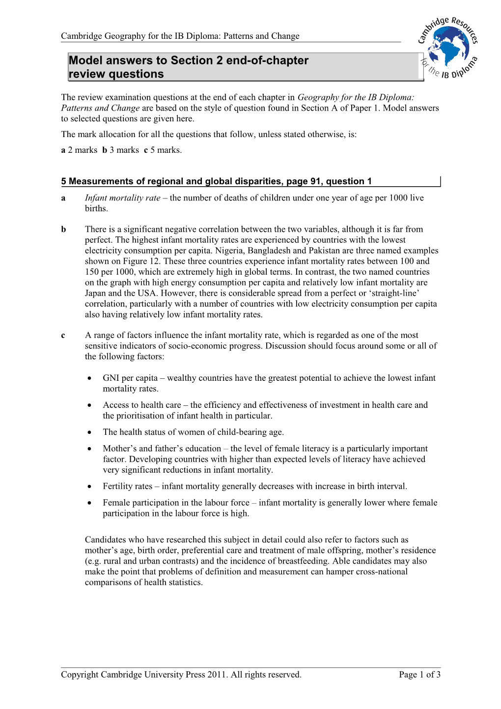 Model Answers to Section 2 End-Of-Chapter Review Questions