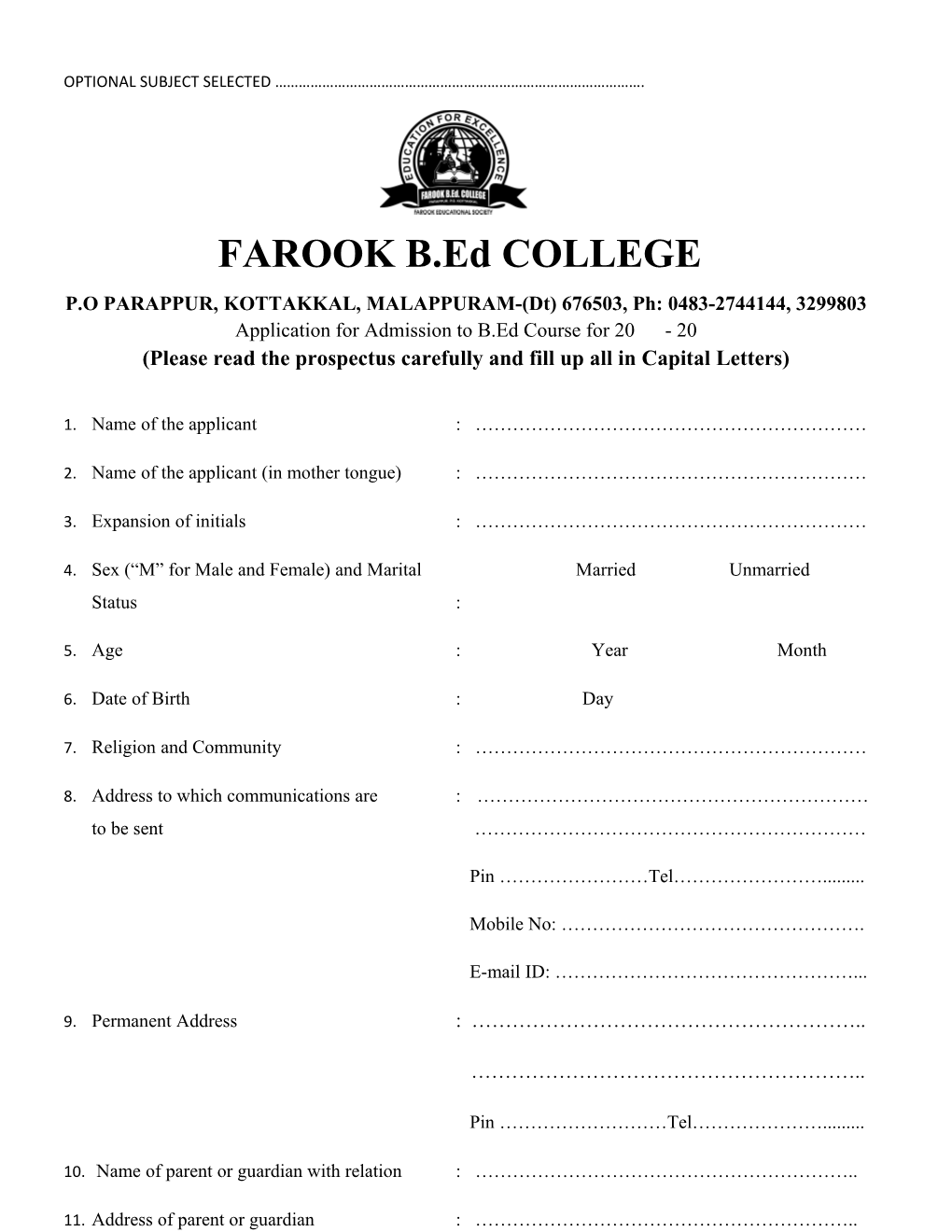 FAROOK B.Ed COLLEGE