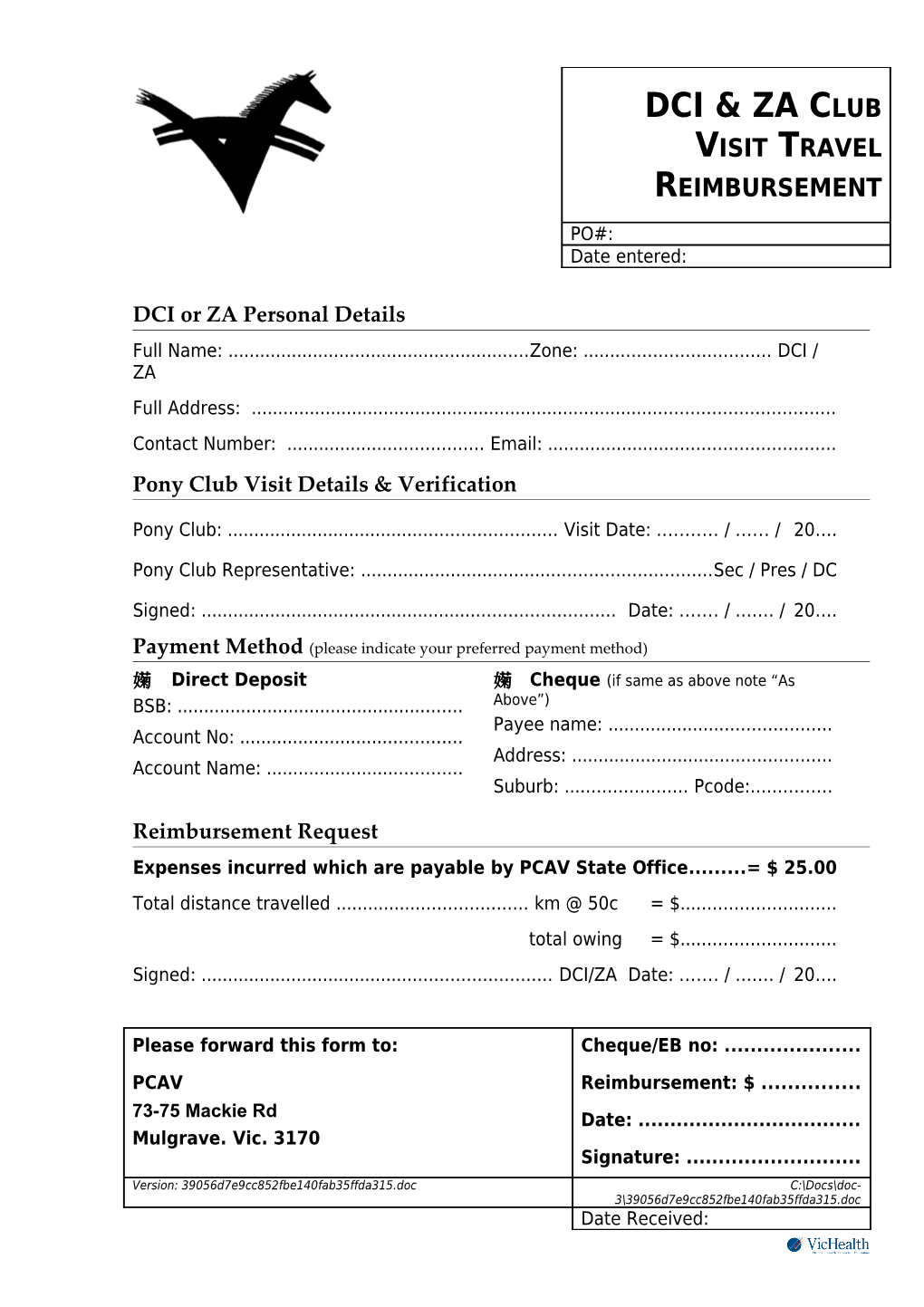 Checklist for Pony Club Safety