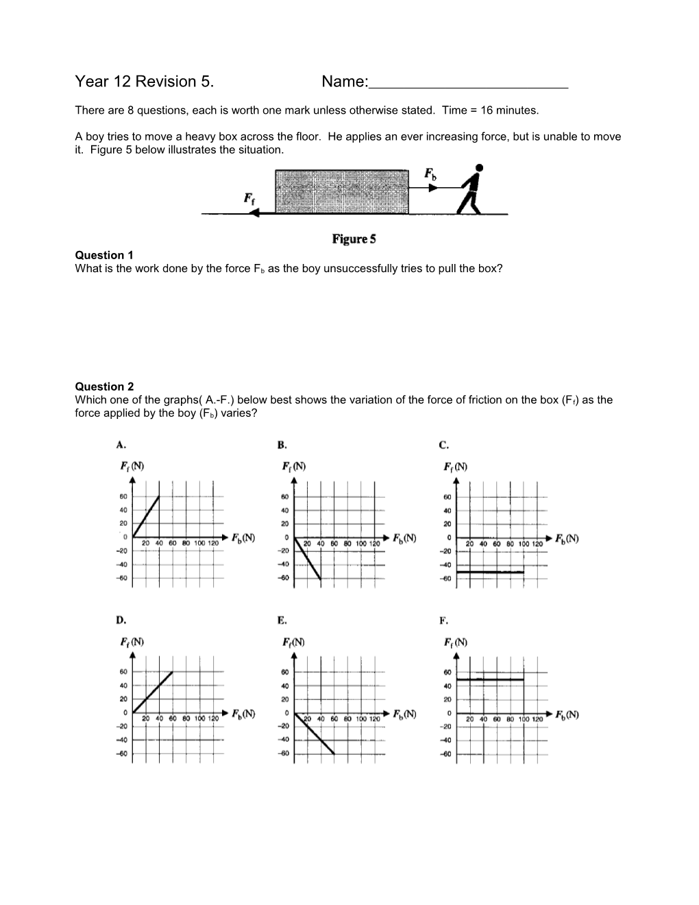 Year 12 Revision Test 3