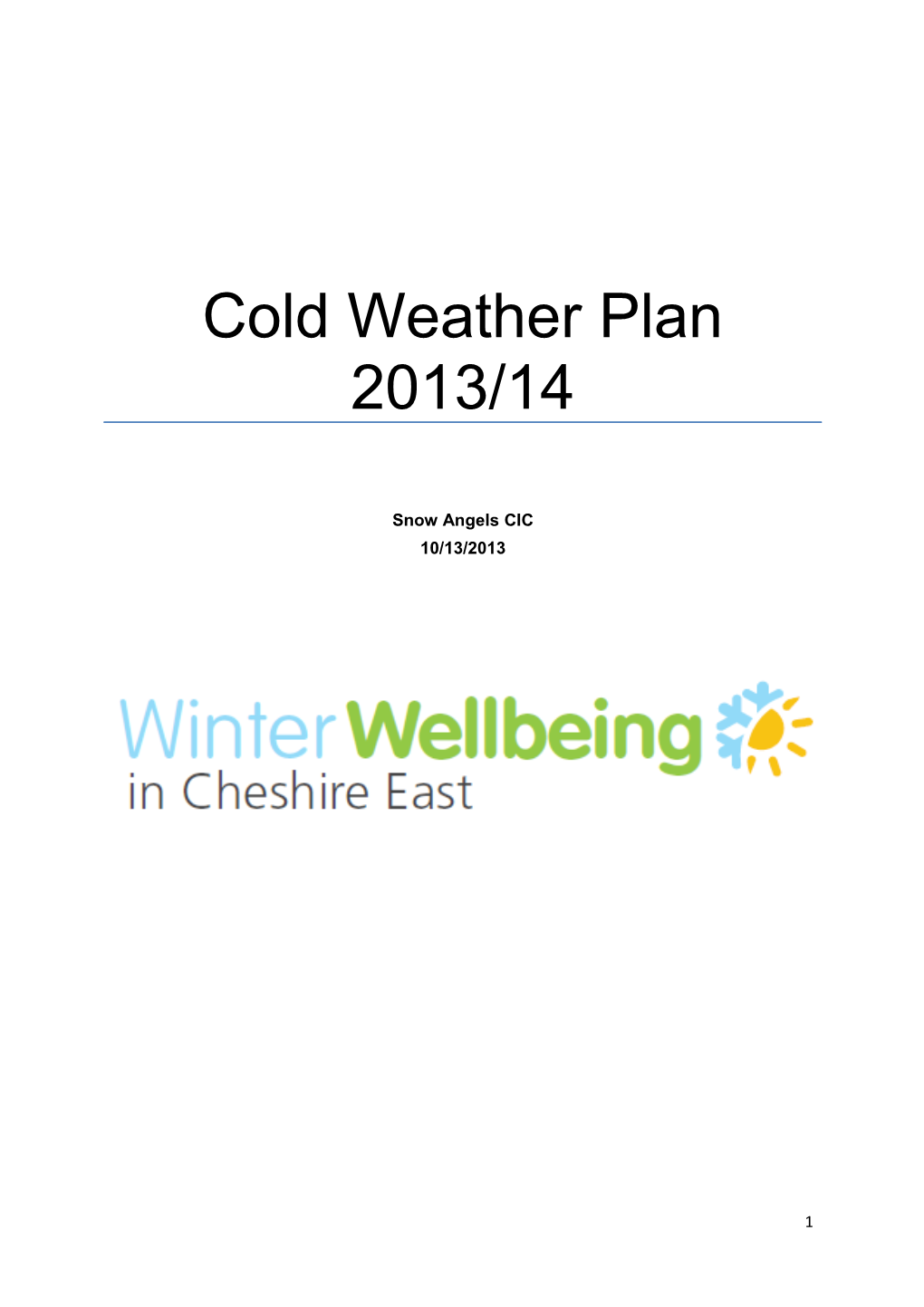 Cold Weather Plan 2013/14