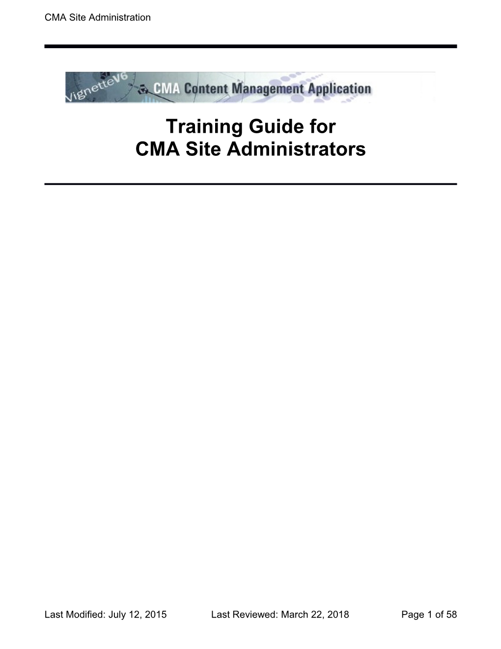 Training Guide for CMA Site Administrators