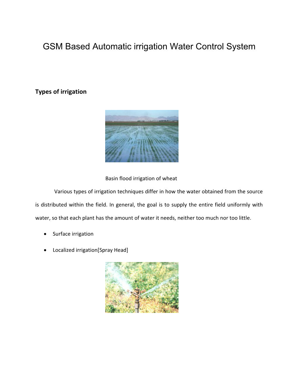 GSM Based Automatic Irrigation Water Control System