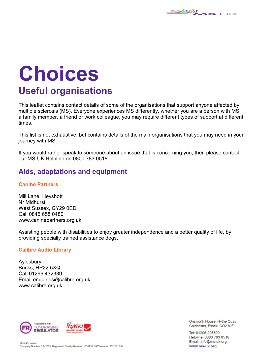 Useful Organisations