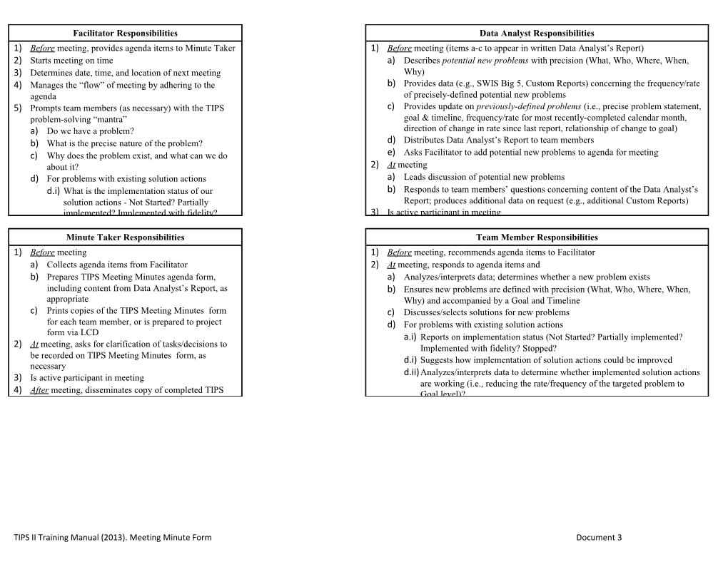 TIPS II Training Manual (2013). Meeting Minute Formdocument 3