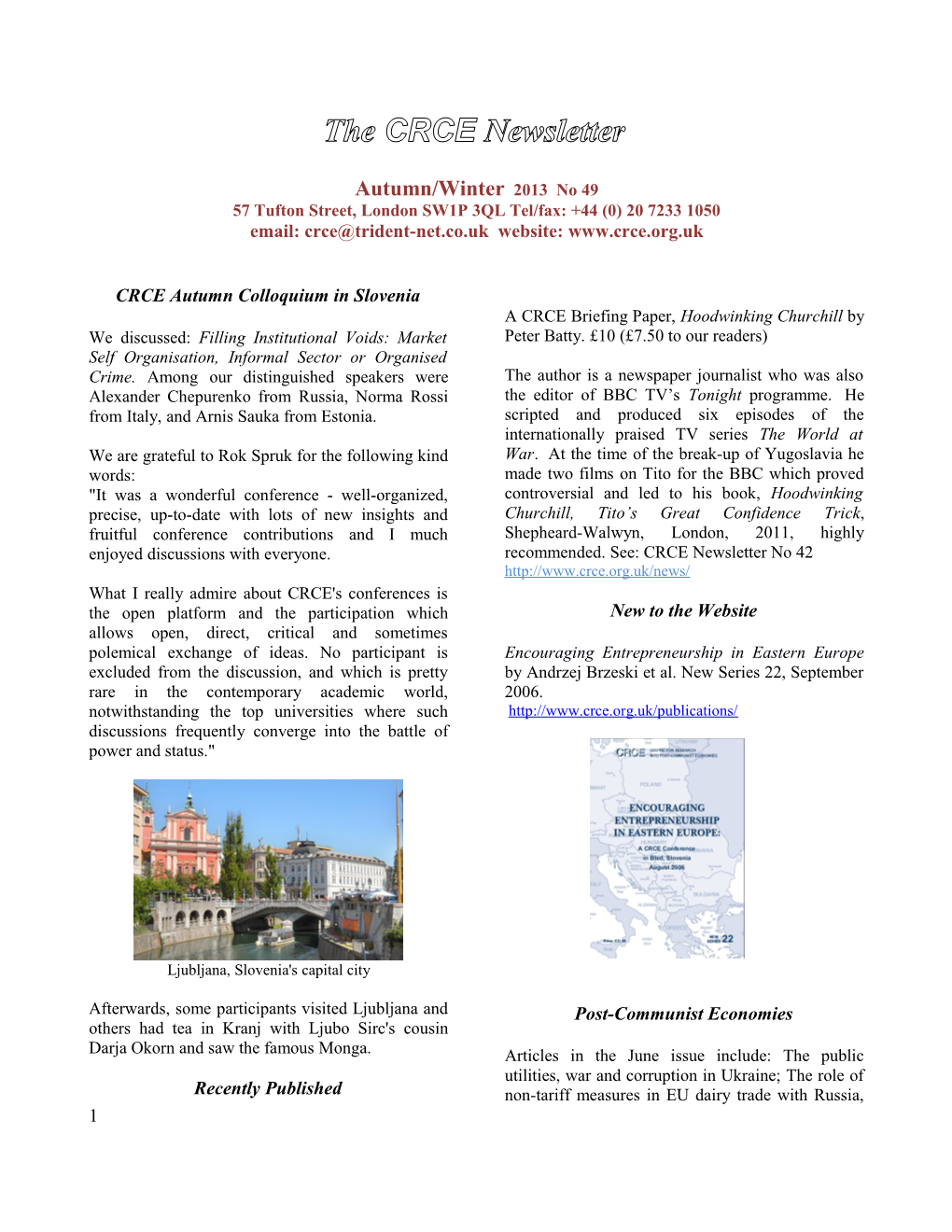 The CRCE Newsletter