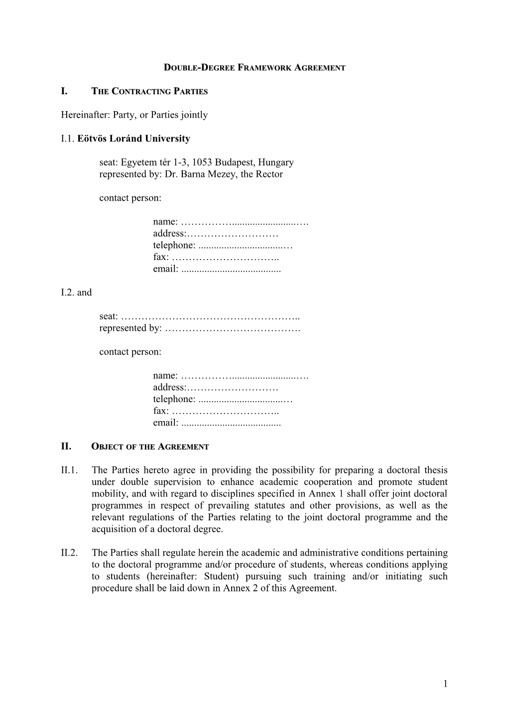 Double-Degreeframework Agreement