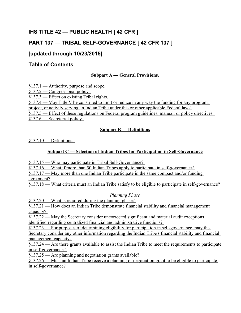 Ihs Title 42 Public Health 42 Cfr