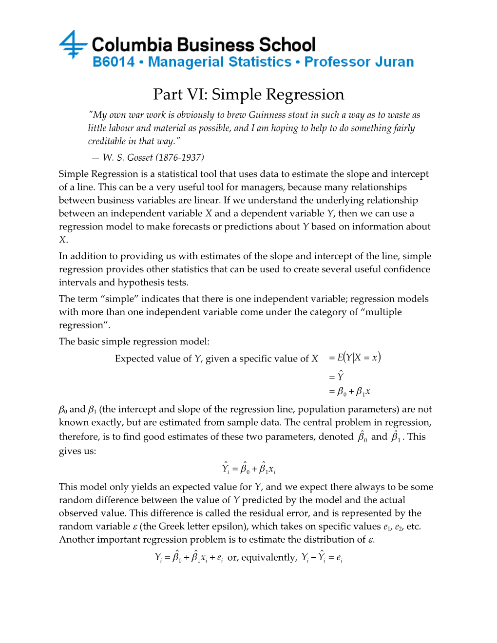 Part VI: Simple Regression