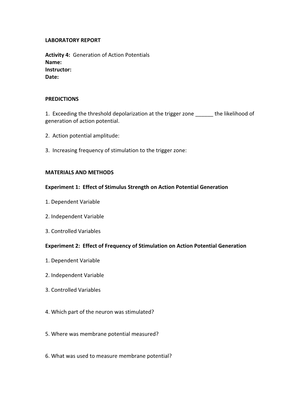 Graded and Action Potentials