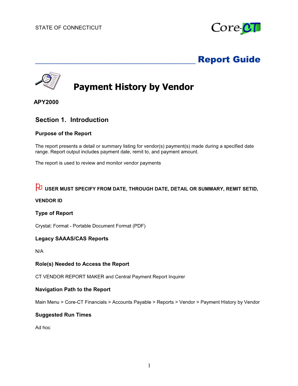 Payment History by Vendor (APY2000)